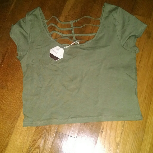 Pinkblush Tops - Crop top small olive green